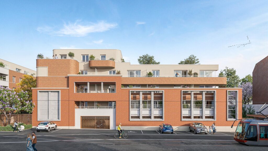 Perspéctive extérieur de la résidence Osmose à Tourcoing éligible Jeanbrun