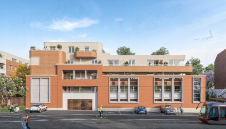 Perspéctive extérieur de la résidence Osmose à Tourcoing éligible Jeanbrun